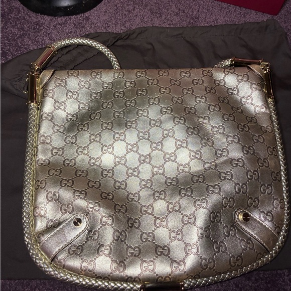 Gucci Britt Tassel Flap Bag Guccissima Metallic Gold w Tassel, dust bag and box - Picture 14 of 16